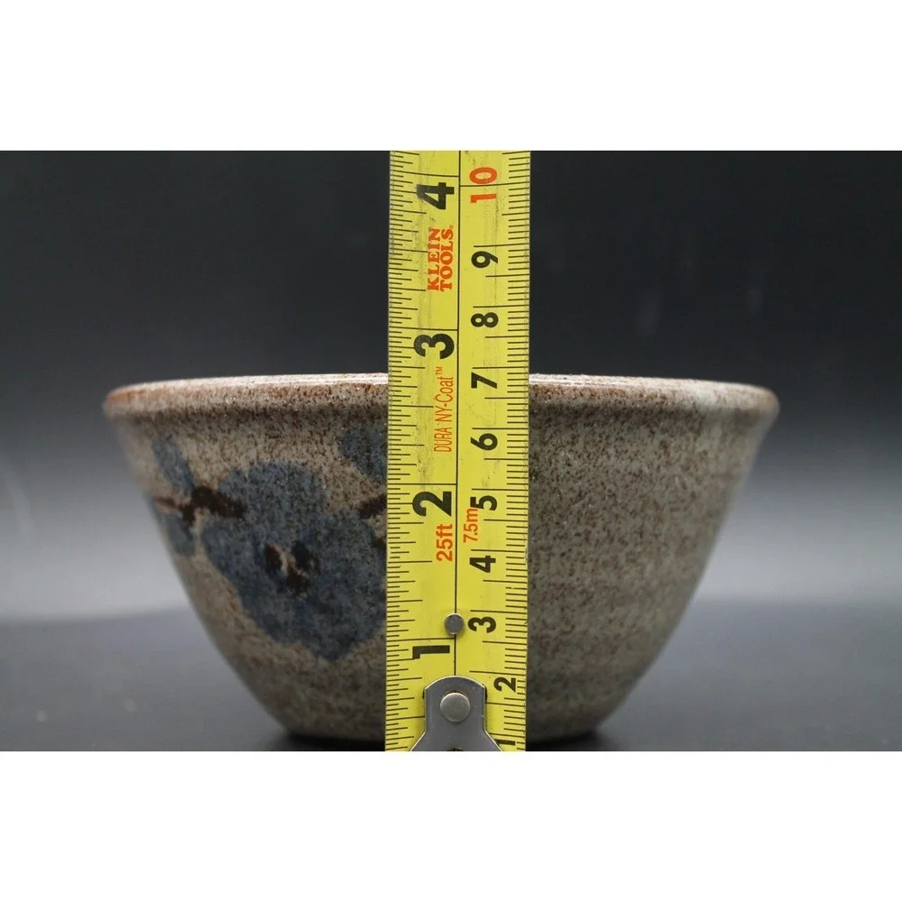 Old Time Pottery Winthrop WA 1988 Studio Stoneware Bowl Blue Floral 5.375in